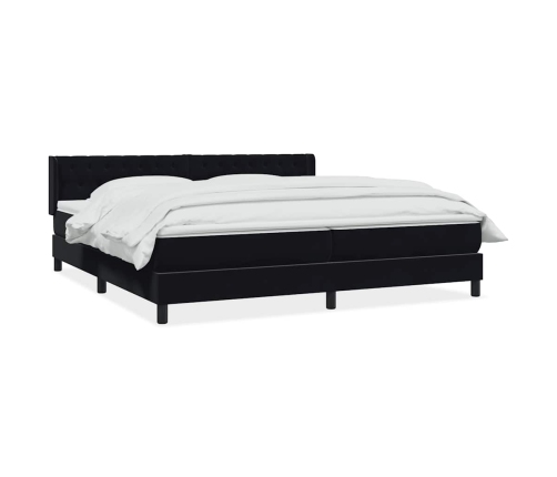 Cama box spring con colchón terciopelo negro 180x210 cm