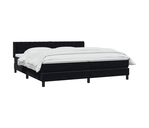 Cama box spring con colchón terciopelo negro 180x210 cm