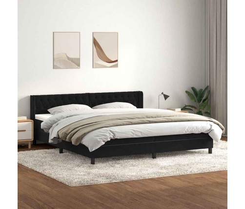 Cama box spring con colchón terciopelo negro 180x210 cm