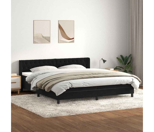 Cama box spring con colchón terciopelo negro 200x210 cm