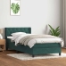 Cama box spring con colchón terciopelo verde oscuro 80x220 cm