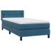 Cama box spring con colchón terciopelo azul oscuro 90x220 cm