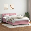 Cama box spring con colchón terciopelo rosa 140x220 cm