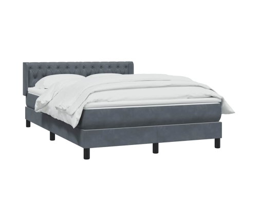 Cama box spring con colchón terciopelo gris oscuro 160x220 cm