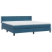 Cama box spring con colchón terciopelo azul oscuro 180x220 cm