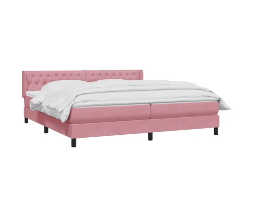 Cama box spring con colchón terciopelo rosa 200x220 cm