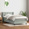 Cama box spring con colchón terciopelo gris claro 100x210 cm