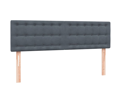 Cama box spring con colchón terciopelo gris oscuro 140x210 cm