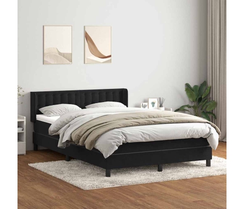 Cama box spring con colchón terciopelo negro 140x210 cm