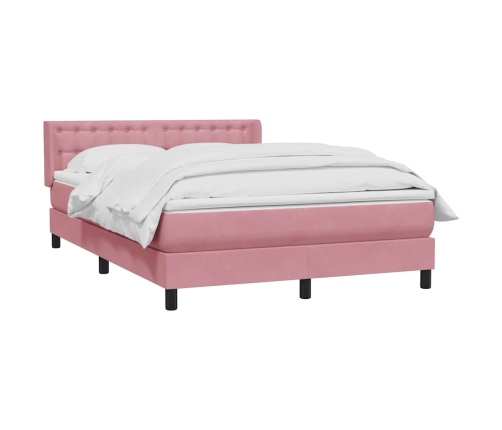 Cama box spring con colchón terciopelo rosa 140x210 cm