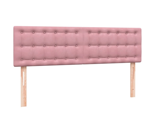 Cama box spring con colchón terciopelo rosa 140x210 cm