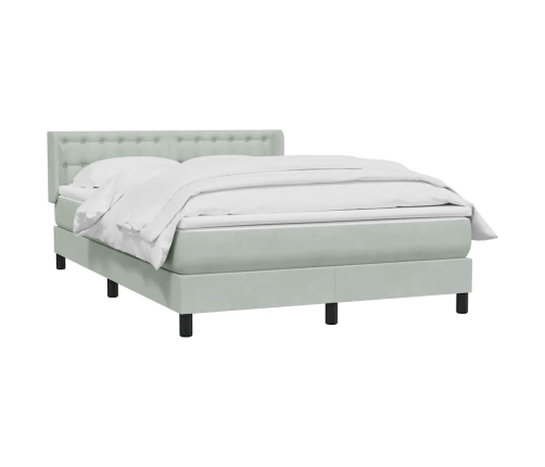 Cama box spring con colchón terciopelo gris claro 160x210 cm