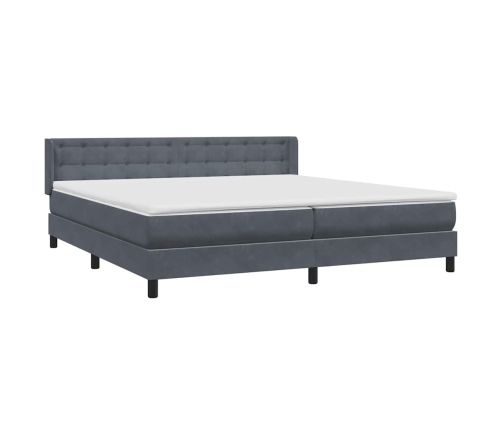 Cama box spring con colchón terciopelo gris oscuro 180x210 cm