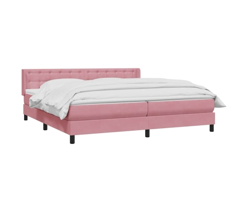 Cama box spring con colchón terciopelo rosa 180x210 cm