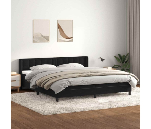 Cama box spring con colchón terciopelo negro 200x210 cm