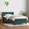 Cama box spring con colchón terciopelo verde oscuro 80x220 cm