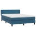 Cama box spring con colchón terciopelo azul oscuro 140x220 cm