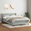 Cama box spring con colchón terciopelo gris claro 160x220 cm