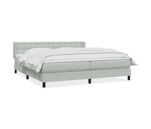 Cama box spring con colchón terciopelo gris claro 180x220 cm