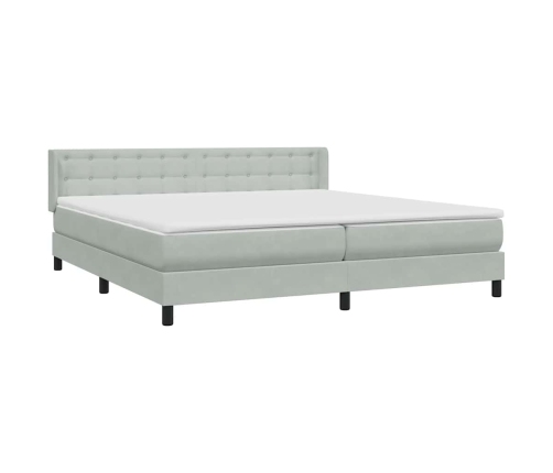 Cama box spring con colchón terciopelo gris claro 180x220 cm