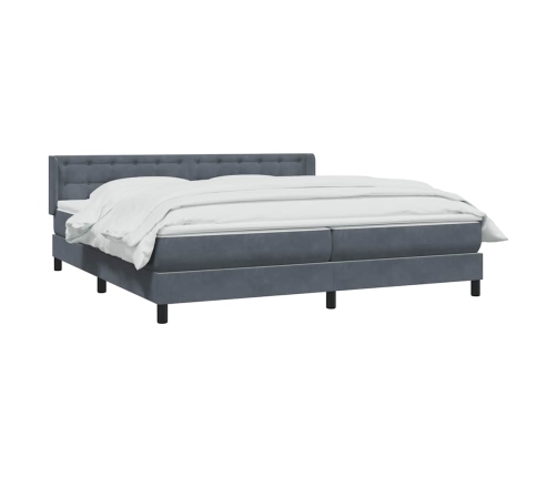 Cama box spring con colchón terciopelo gris oscuro 180x220 cm