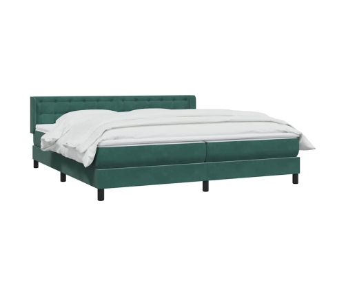 Cama box spring con colchón terciopelo verde oscuro 180x220 cm