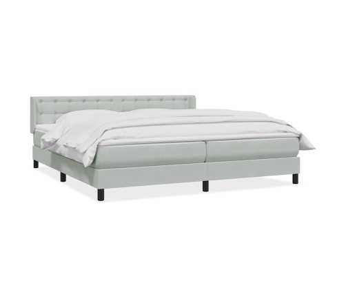 Cama box spring con colchón terciopelo gris claro 200x220 cm