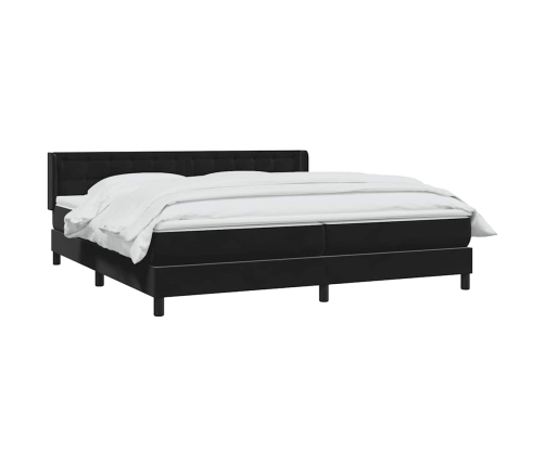 Cama box spring con colchón terciopelo negro 200x220 cm