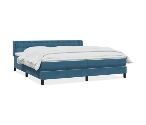 Cama box spring con colchón terciopelo azul oscuro 200x220 cm