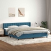 Cama box spring con colchón terciopelo azul oscuro 200x220 cm