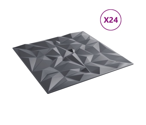 Paneles de pared 24 uds XPS amatista gris 50x50 cm 6 m²