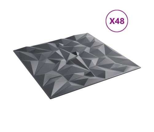 Paneles de pared 48 uds XPS amatista gris 50x50 cm 12 m²