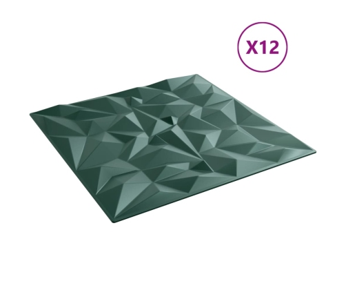 Paneles de pared 12 uds XPS amatista verde 50x50 cm 3 m²