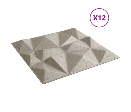 Paneles de pared 12 uds XPS diamante Beton 50x50 cm 3 m²