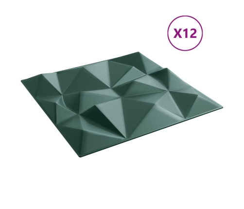 Paneles de pared 12 uds XPS diamanteverde 50x50 cm 3 m²