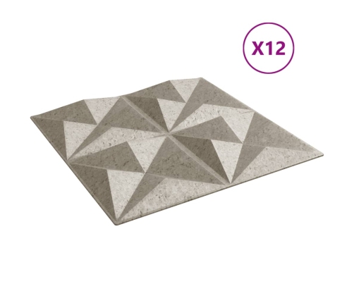 Paneles de pared 12 uds XPS origami Beton 50x50 cm 3 m²