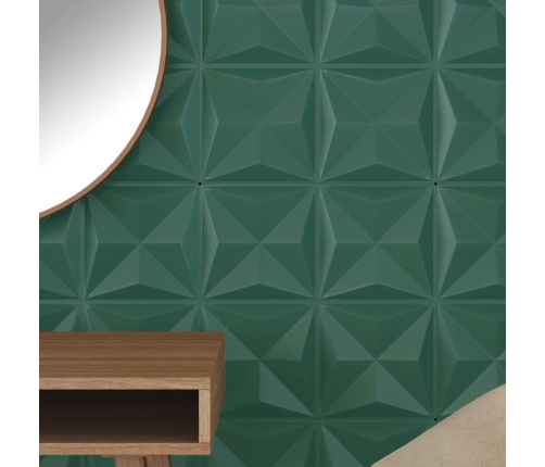 Paneles de pared 12 uds XPS origami verde 50x50 cm 3 m²