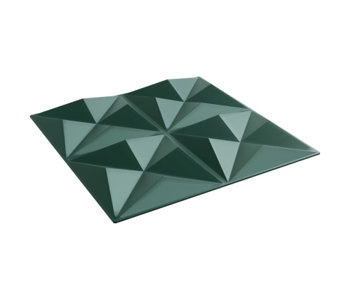 Paneles de pared 12 uds XPS origami verde 50x50 cm 3 m²