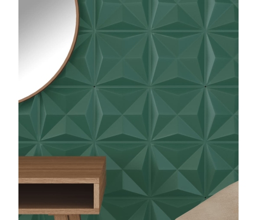 Paneles de pared 24 uds XPS origami verde 50x50 cm 6 m²