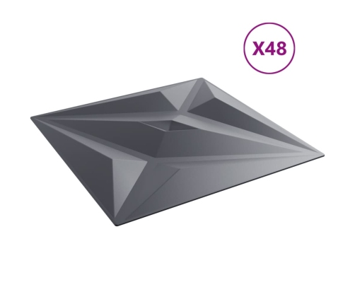 Paneles de pared 48 uds XPS estrella gris 50x50 cm 12 m²