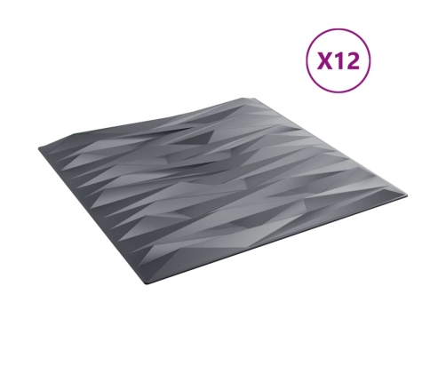 Paneles de pared 12 uds XPS piedra gris 50x50 cm 3 m²