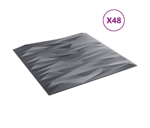 Paneles de pared 48 uds XPS piedra gris 50x50 cm 12 m²