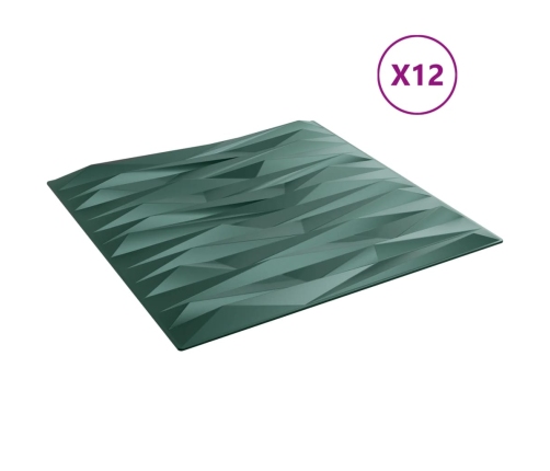 Paneles de pared 12 uds XPS piedra verde 50x50 cm 3 m²