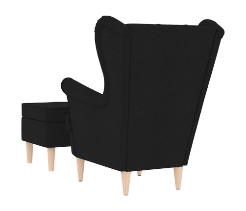 Sillón con reposapiés de tela negro