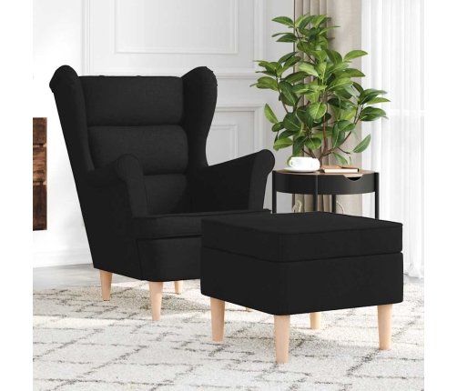 Sillón con reposapiés de tela negro