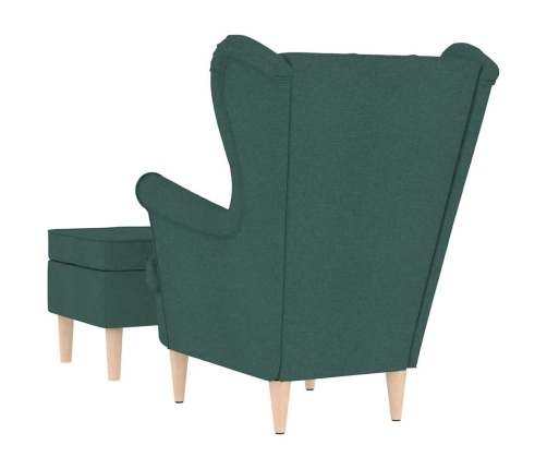 Sillón con reposapiés tela verde oscuro