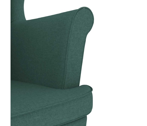 Sillón con reposapiés tela verde oscuro