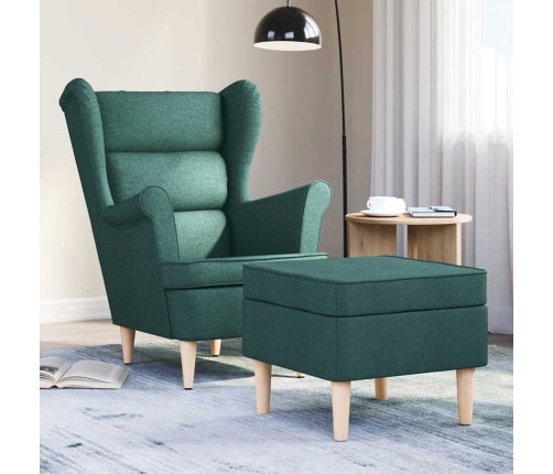 Sillón con reposapiés tela verde oscuro