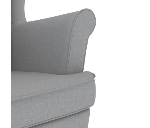 Sillón mecedora con taburete tela gris claro