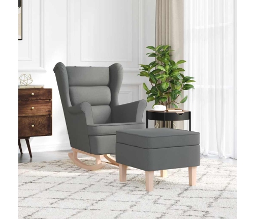 Sillón mecedora con taburete tela gris oscuro